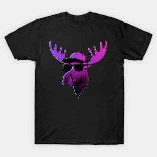 Hiphop Moose Funny Retro Purple T-Shirt